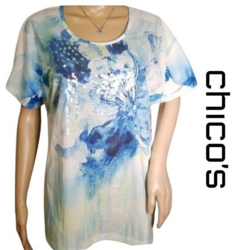 Zenergy Sequined Chico's Top (Chico's Size 2 = L or Size 12)